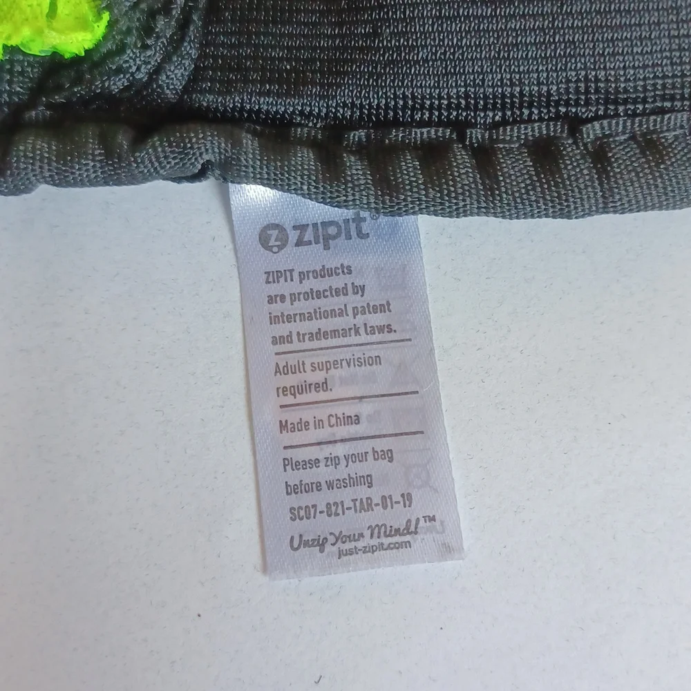 Zipit travel pouch, pencil bag, pencil pouch black with neon green zipper